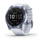 Garmin Fénix 7X Sapphir Solar Titane Cobalt Blue Bracelet Blanc