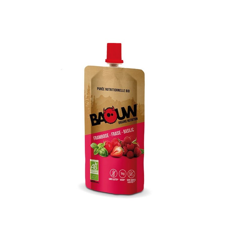 BAOUW Purée Et Compote Energétique Bio Framboise - Fraise -