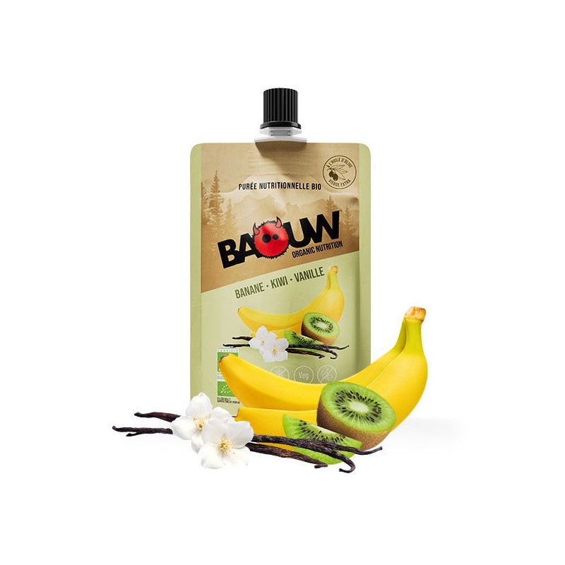 BAOUW Purée Et Compote Energétique Bio Banane - Kiwi - Vanille