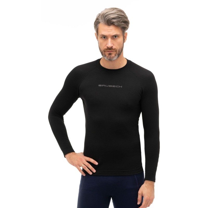 BRUBECK 3D Pro Men Long Sleeve Shirt BLACK Passion Running