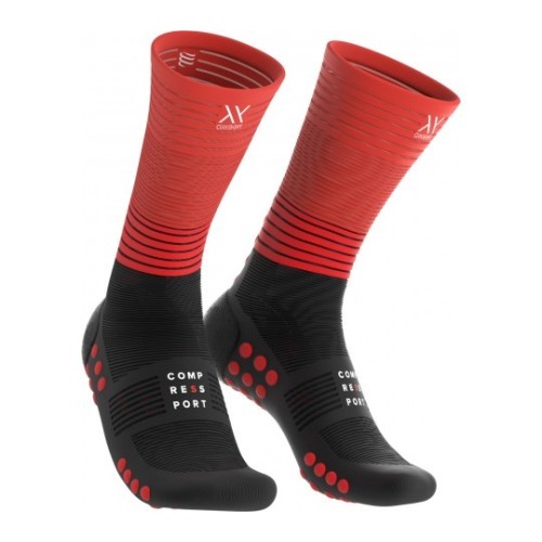 COMPRESSPORT MID COMPRESSION SOCKS Noir/Rouge Passion Running