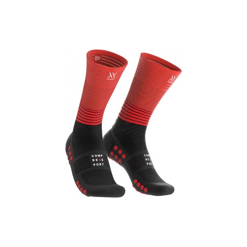 COMPRESSPORT MID COMPRESSION SOCKS Noir/Rouge Passion Running