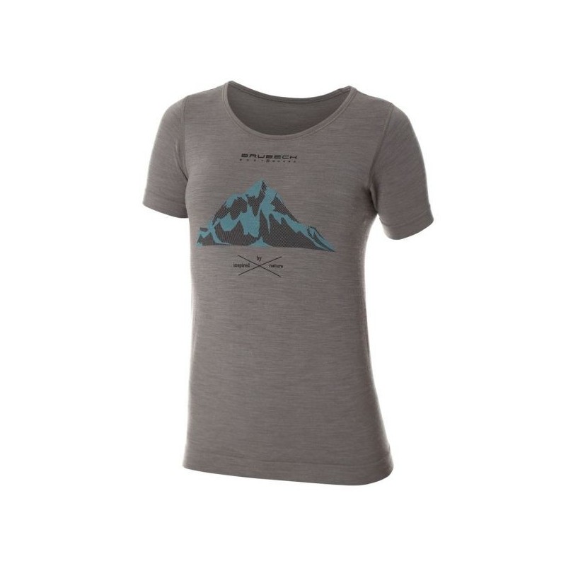 BRUBECK T-Shirt Thermique Femme OUTDOOR WOOL Grey Passion