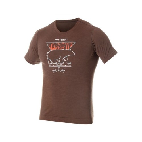 BRUBECK T-Shirt Thermique Homme OUTDOOR WOOL OURS Brown Passion
