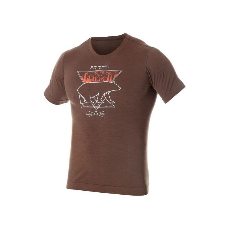 BRUBECK T-Shirt Thermique Homme OUTDOOR WOOL OURS Brown Passion