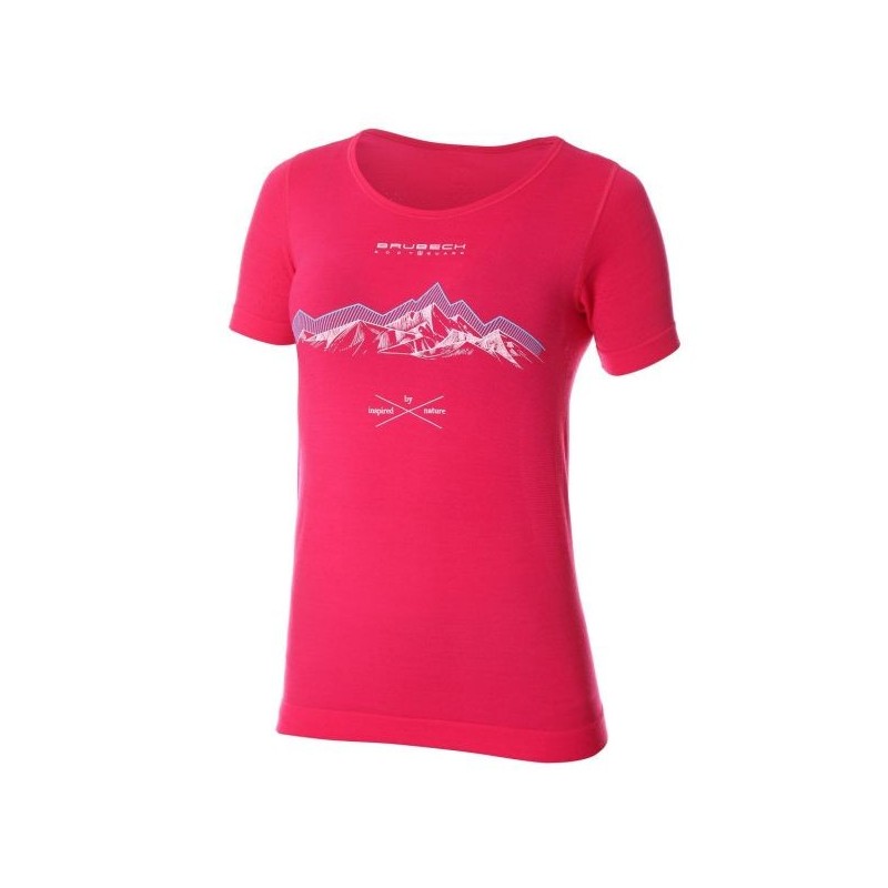 BRUBECK T-Shirt Thermique Femme OUTDOOR WOOL Red Passion Running