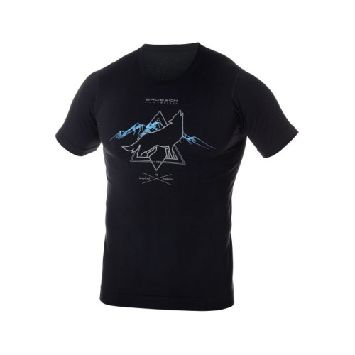 BRUBECK T-Shirt Thermique Homme OUTDOOR WOOL Noir Loup Passion