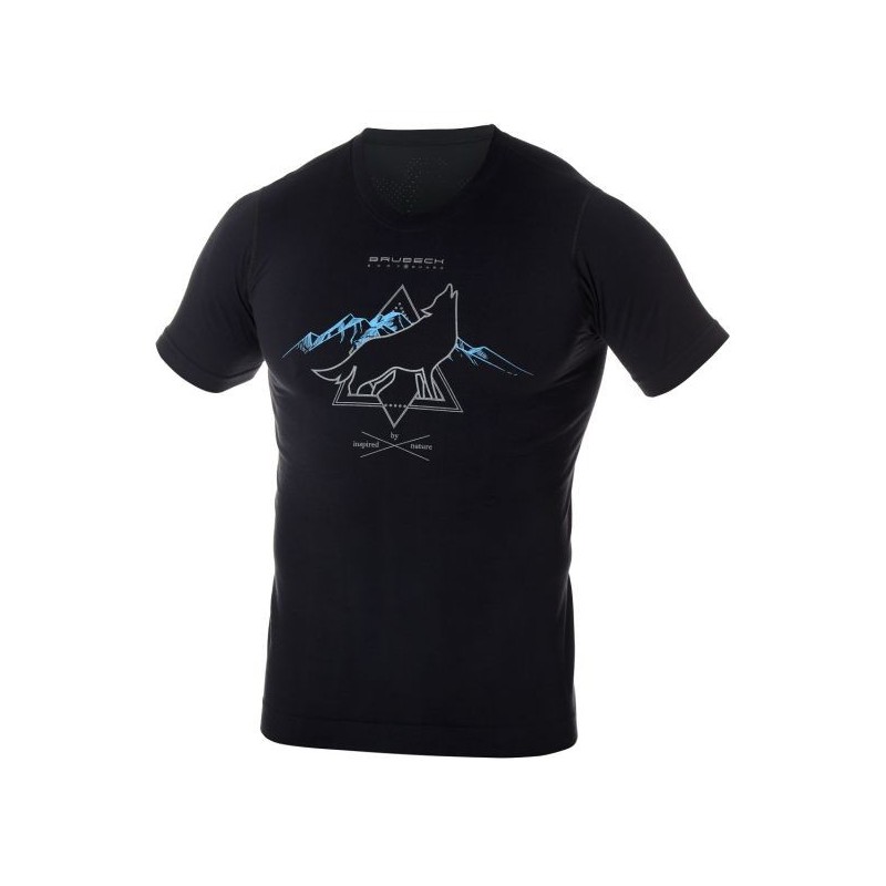 BRUBECK T-Shirt Thermique Homme OUTDOOR WOOL Noir Loup Passion