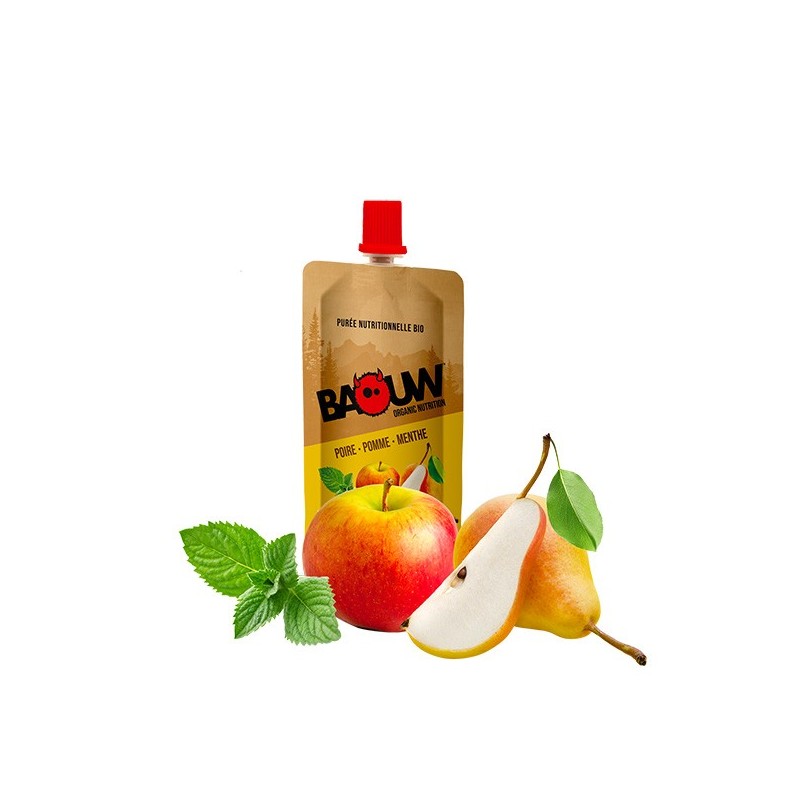 BAOUW Purée Et Compote Énergétique BIO Poire - Pomme - Menthe