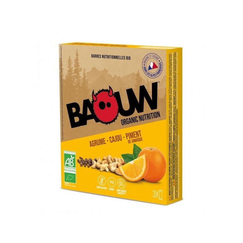 BAOUW Barres Énergétiques (Pack x3) BIO Agrume - Cajou - Piment