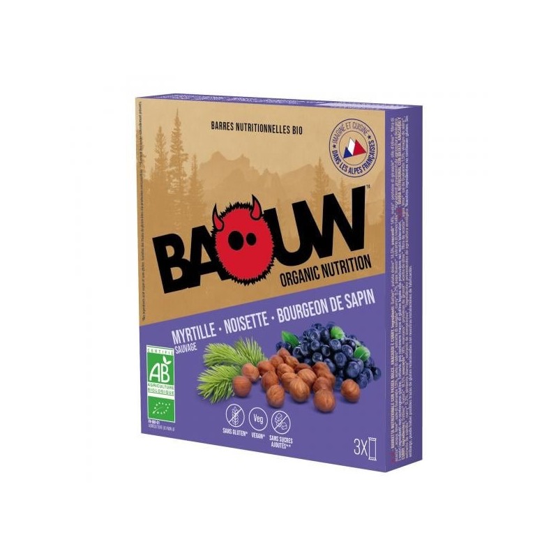 BAOUW Barres Énergétiques (Pack x3) BIO Myrtille - Noisette -